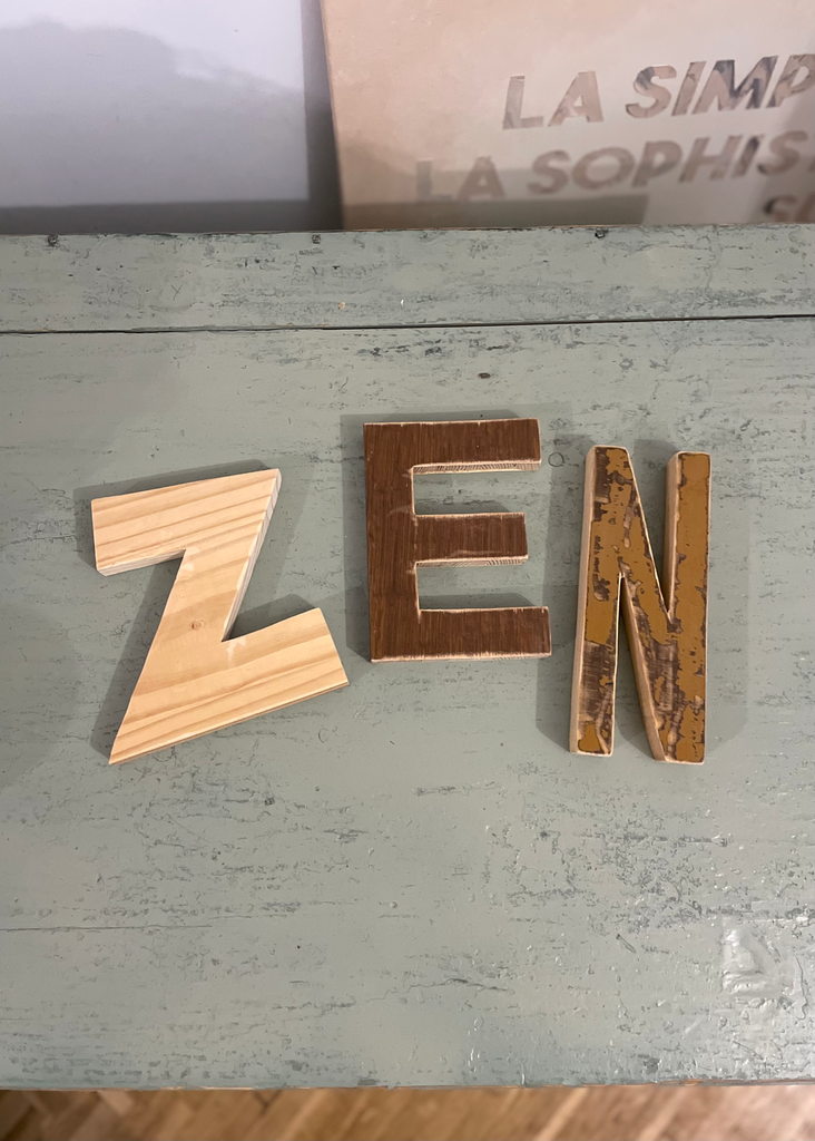 ZEN ; 3 lettres en bois